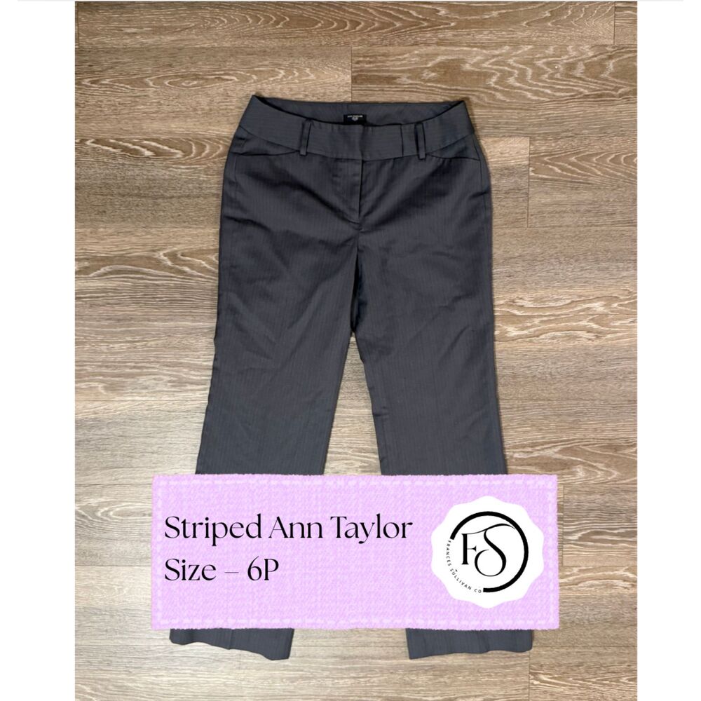 Low rise, pinstripe charcoal business pants, 6P